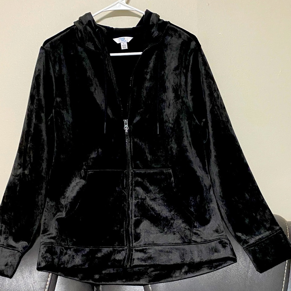 Time and Tru Black Plush Teddy Jacket